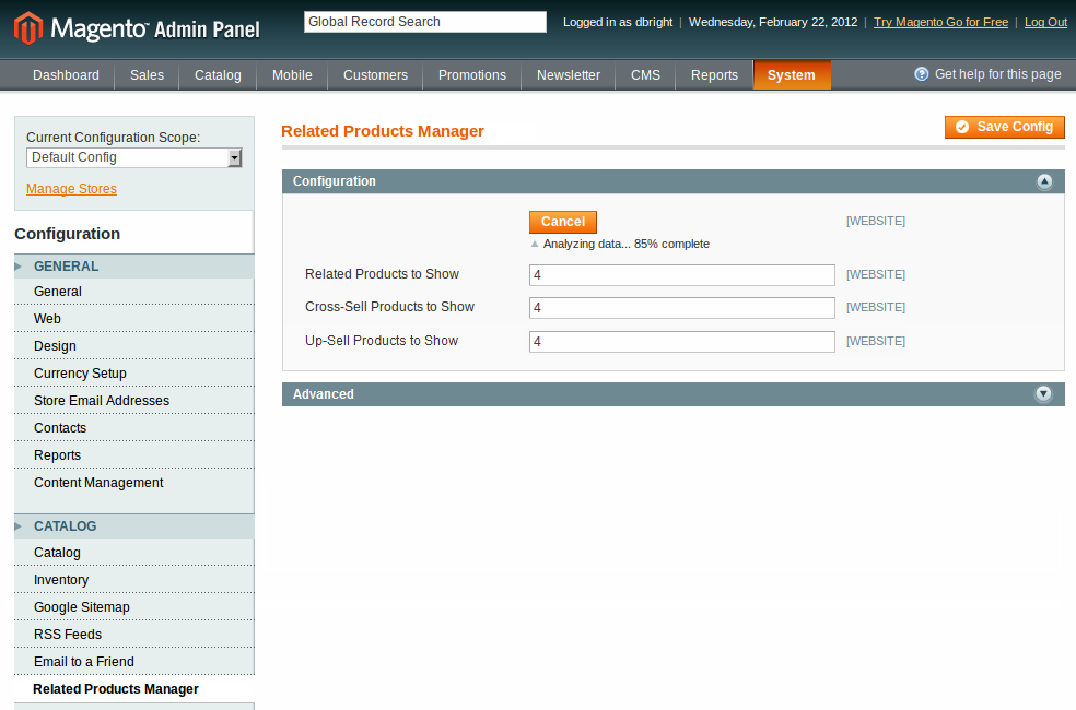 magento admin panel