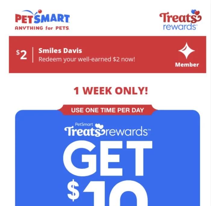 A PetSmart email with limited-time deals.