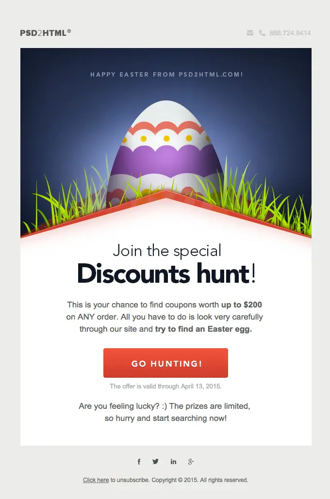 An email using a postscript message.