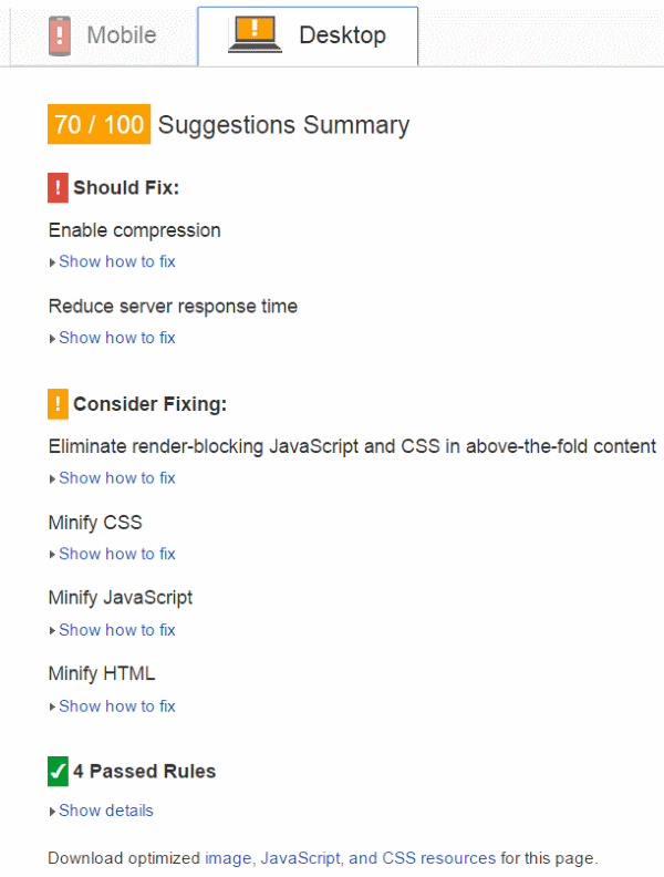chrome extension site speed screenshot