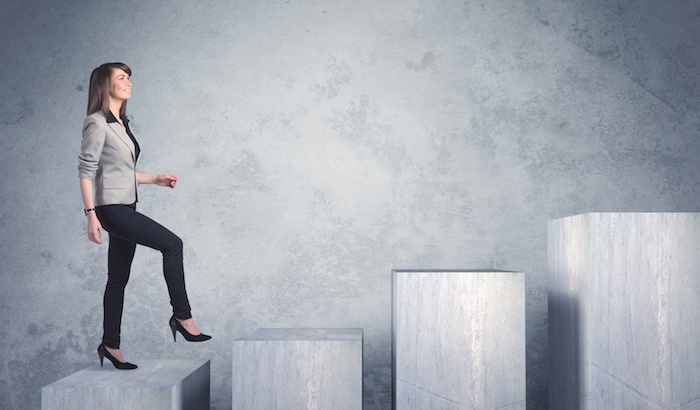 stepping up a staircase