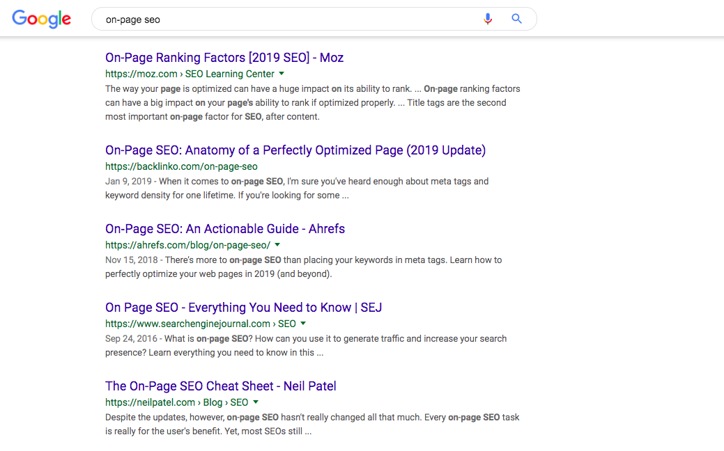 on-page seo google