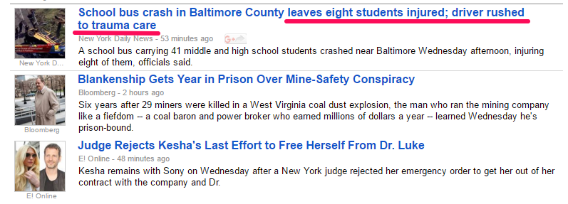 Escreva manchetes com muitas palavras-chave que comuniquem o assunto da notícia