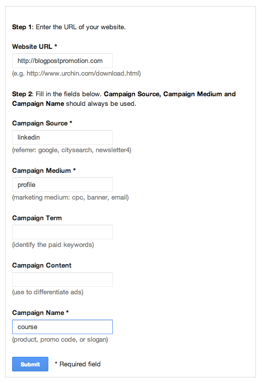 google's UTM builder example