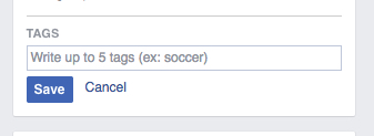4 tags permitidas para cada grupo do facebook
