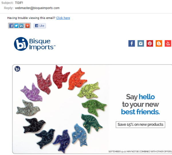 Bisque Imports example | How to write email for customers