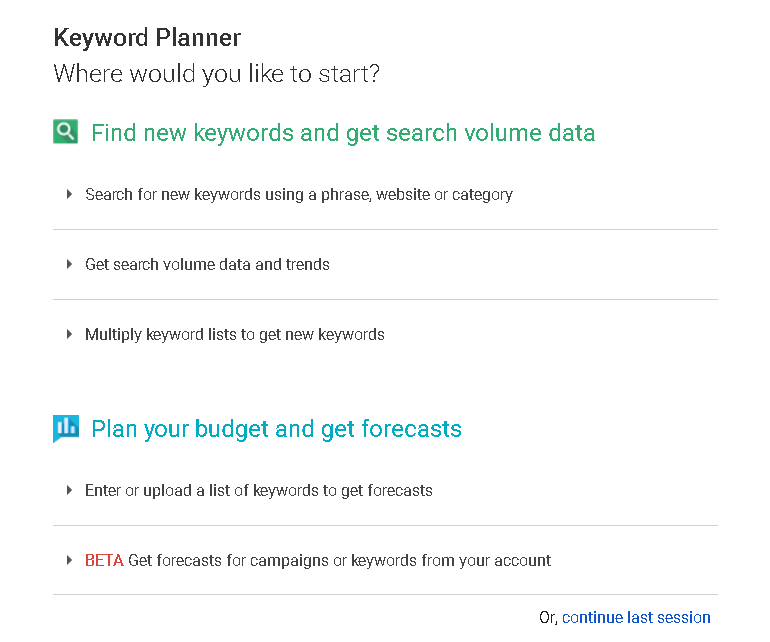 Google Keyword Planner