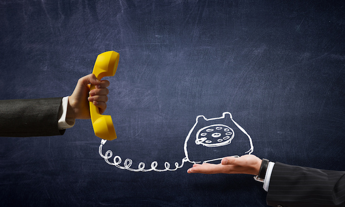 Old fashioned phone receiver . Mixed media