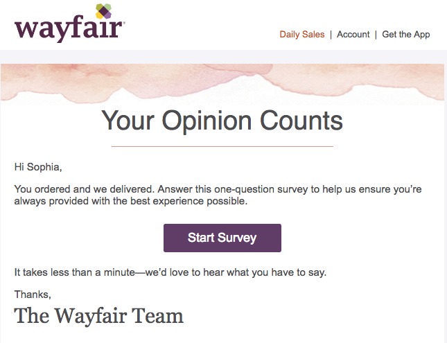 How to write email for customers wayfair 