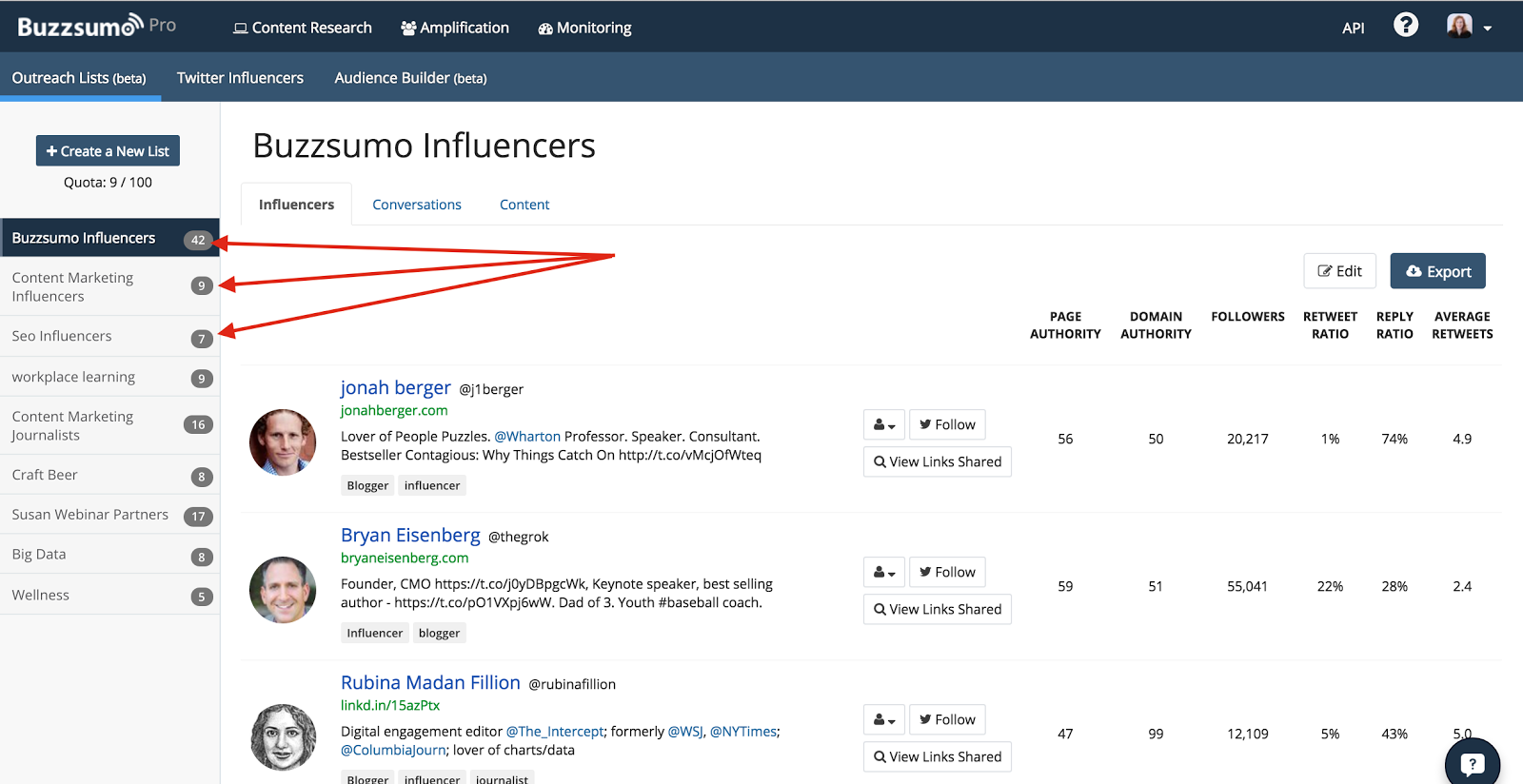 Buzzsumo influencers