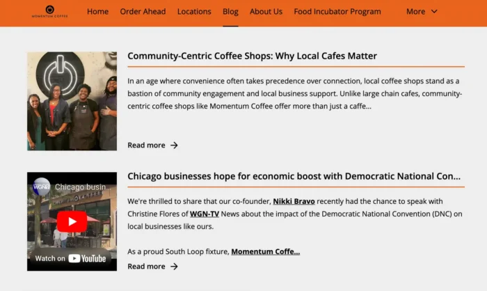 Locally-based content on coffee.