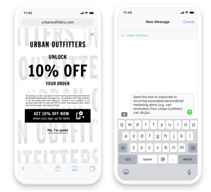 attentive mobile sms marketing optin