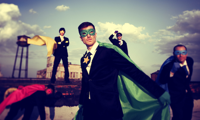 Business People Superhero Inspirations Confidence Team Work Concept
