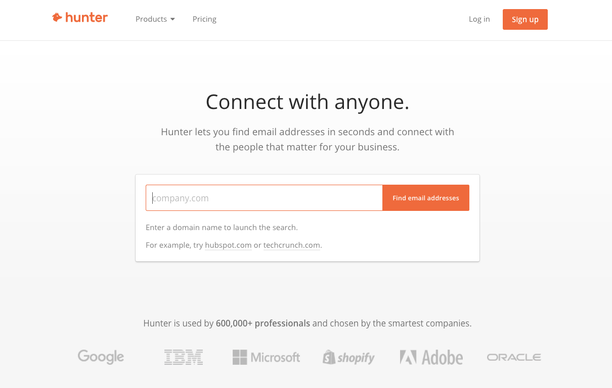 Find email addresses in seconds Hunter Email Hunter 