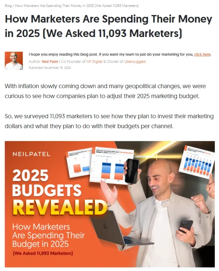 Neil Patel headline example email marketing subject lines