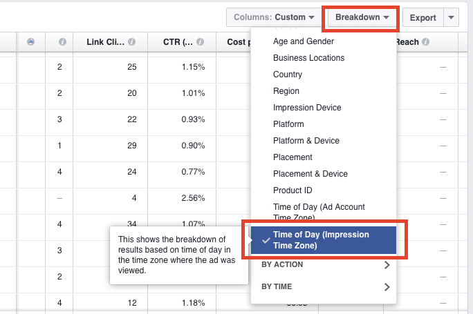 facebook reporting time of day
