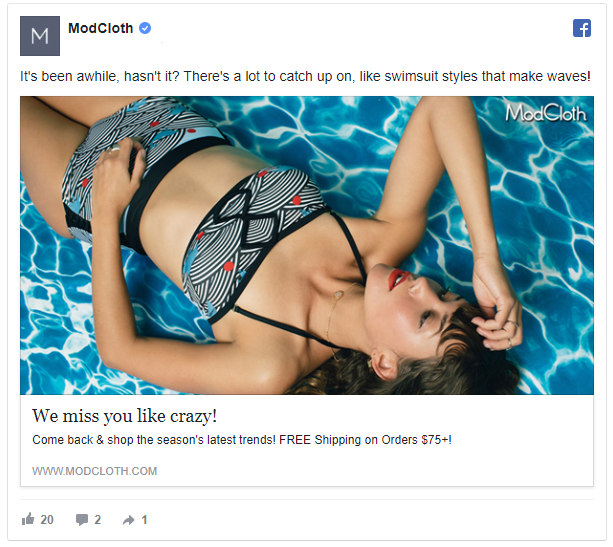 mod cloth retargeting strategy ad example 