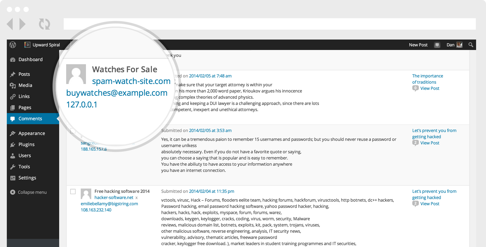 sample spam screenshot 1
