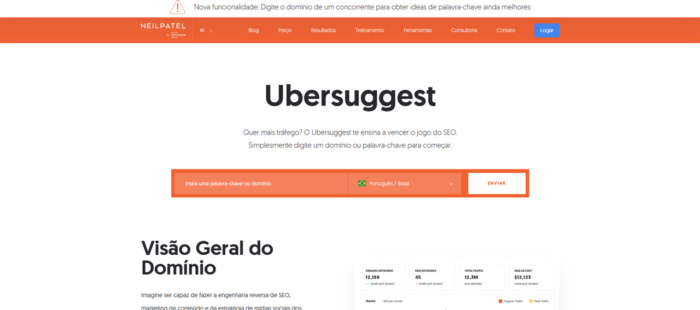 ferramentas para analisar concorrência: ubersuggest
