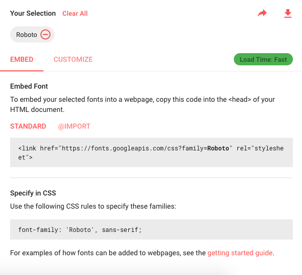 roboto font embed