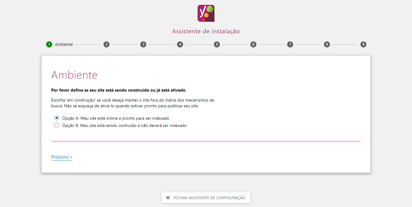 assistente instalação