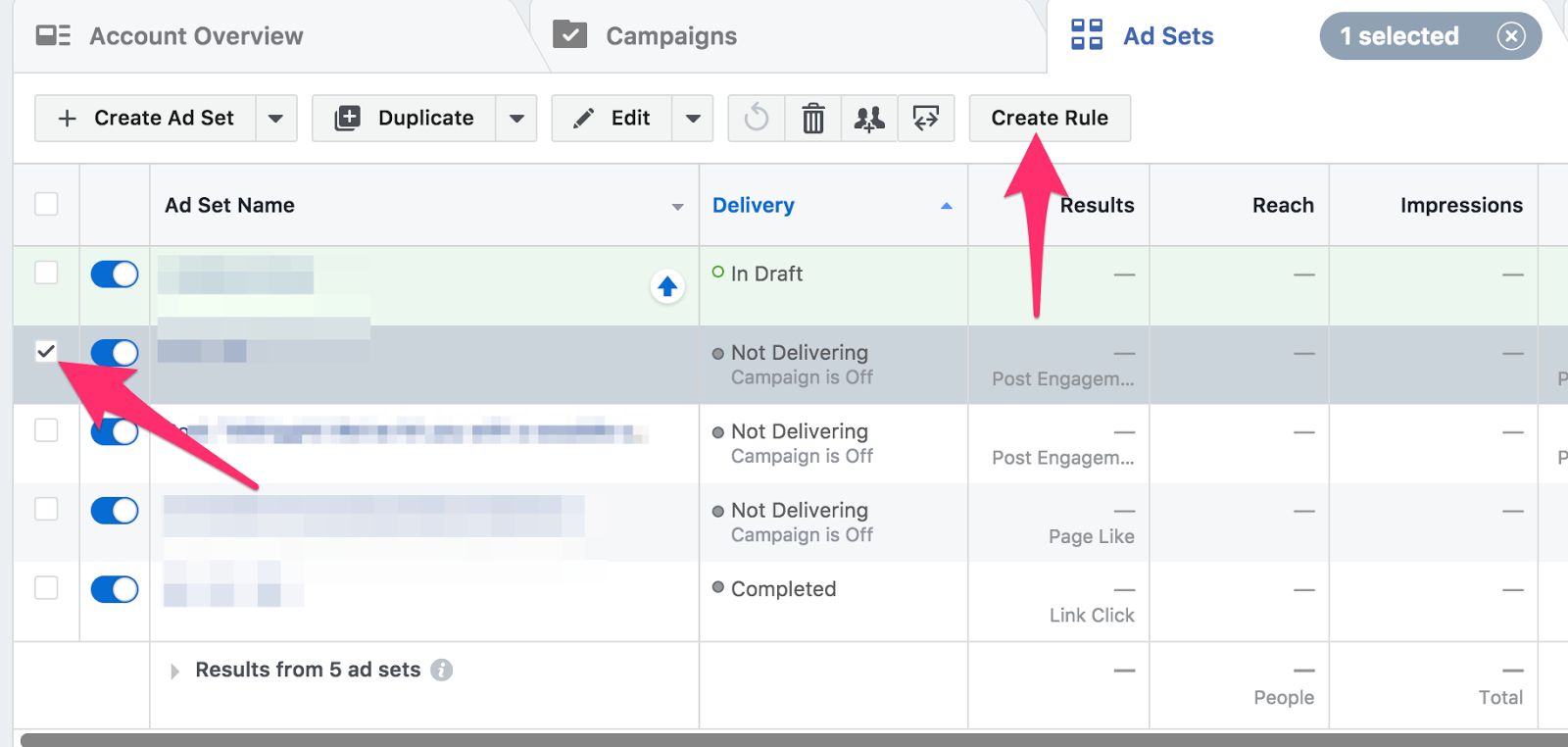 Power Editor Manage Ads Ad Sets 1