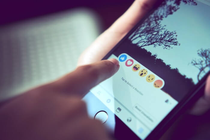 reações para publicações do facebook