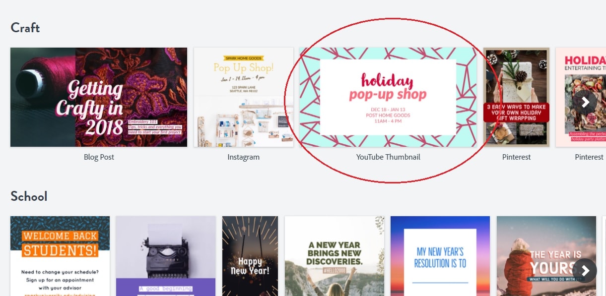 thumbnail adobe spark template