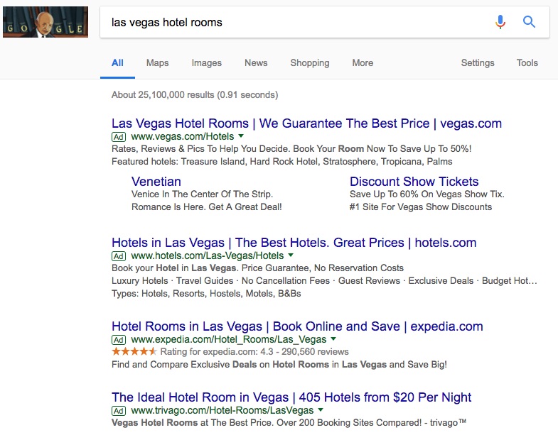 las vegas hotel rooms google SERP