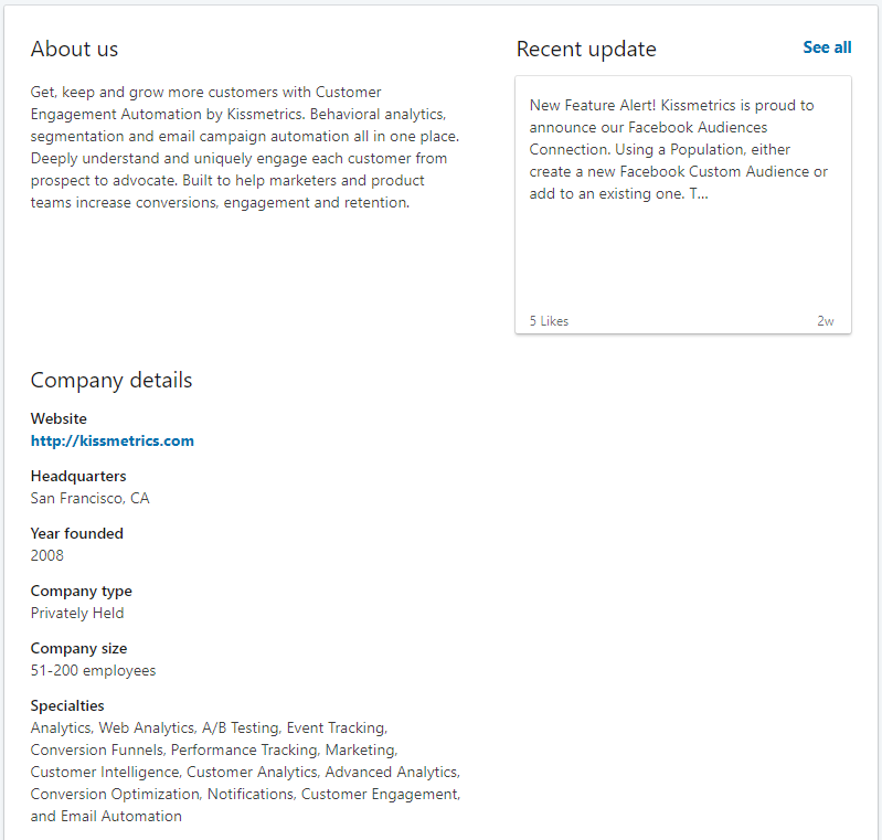 about us linkedin company page