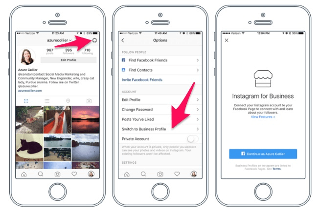 configurações para conta comercial no Instagram