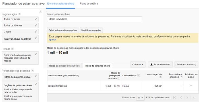 Keyword Planner - Adwords