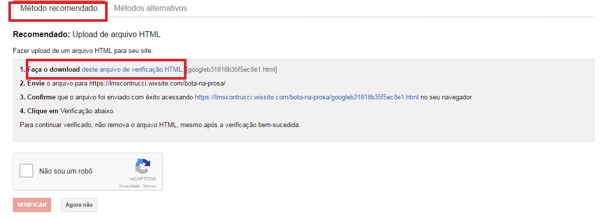 Adicionando e Verificando um Site no Google Search Console
