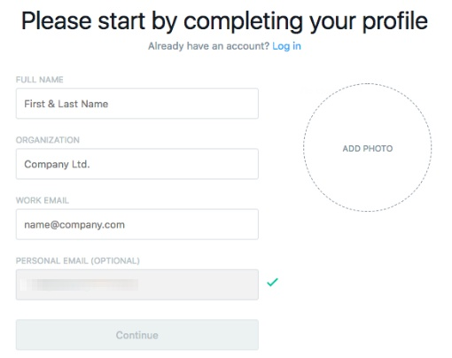 asana signup form