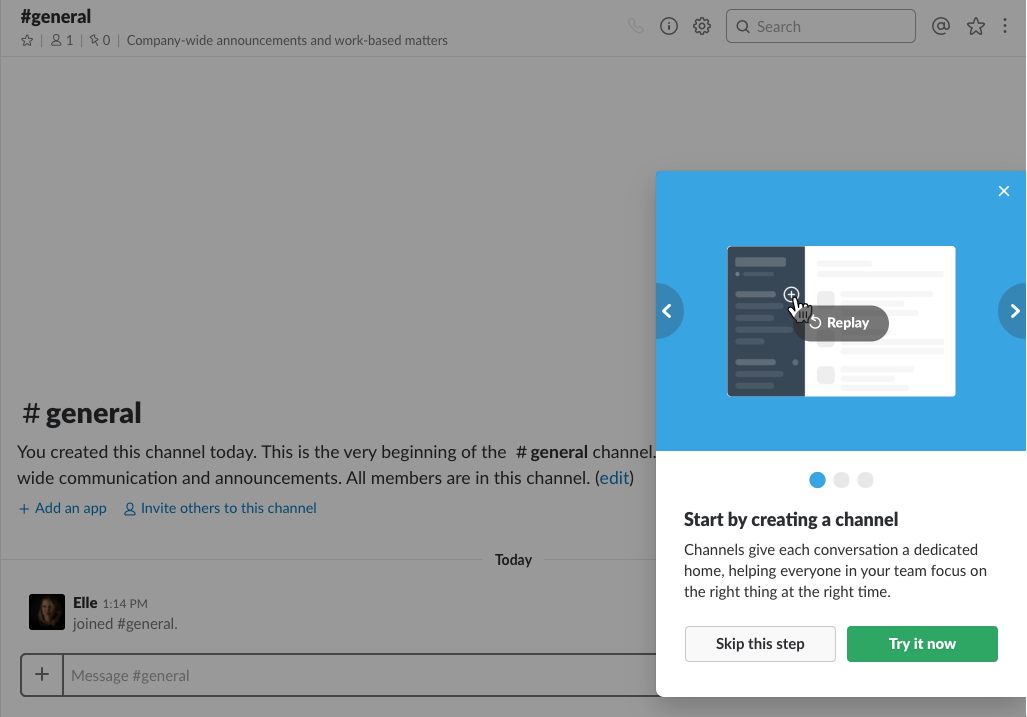 slack onboarding create a channel