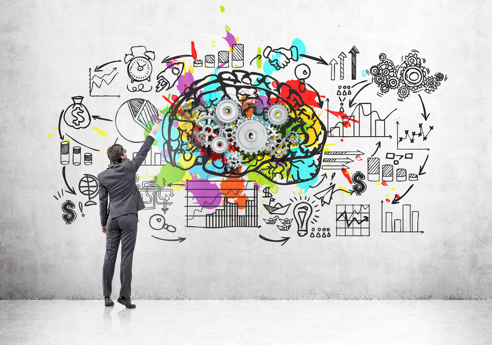 homem executivo em plano de ideias