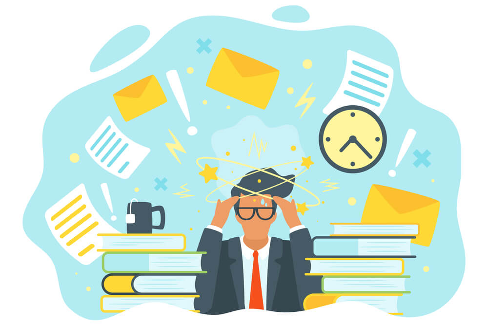 ilustração de profissional, relógio e livros