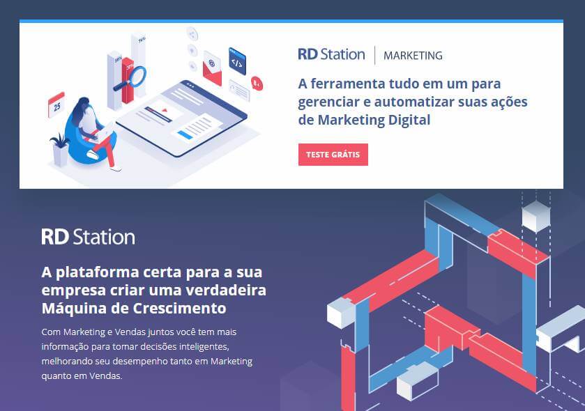 página inciial do site para desktop da plataforma RD Station