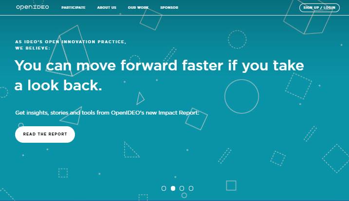 página inicial do site Open IDEO