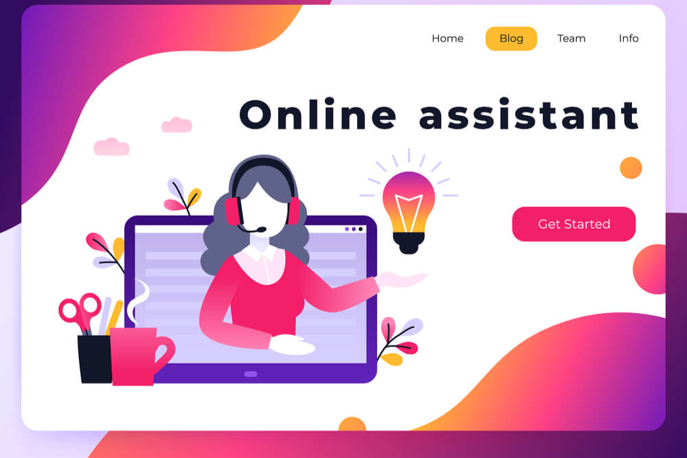 ilustraçao de atendente de telemarketing em meio a tela com objetos em volta