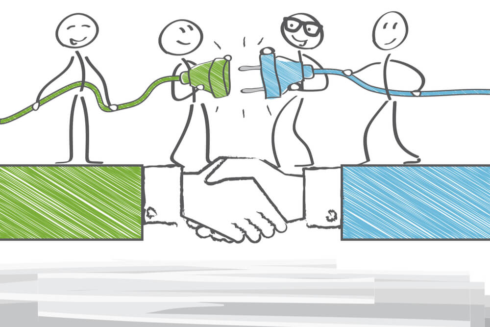 ilustração sobre fusão de empresas