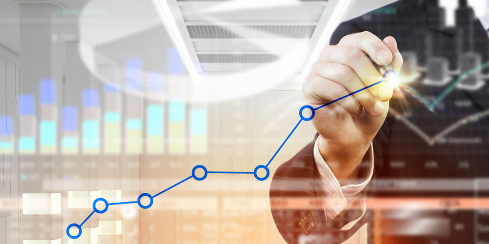 gráfico crescente de sucesso em vendas