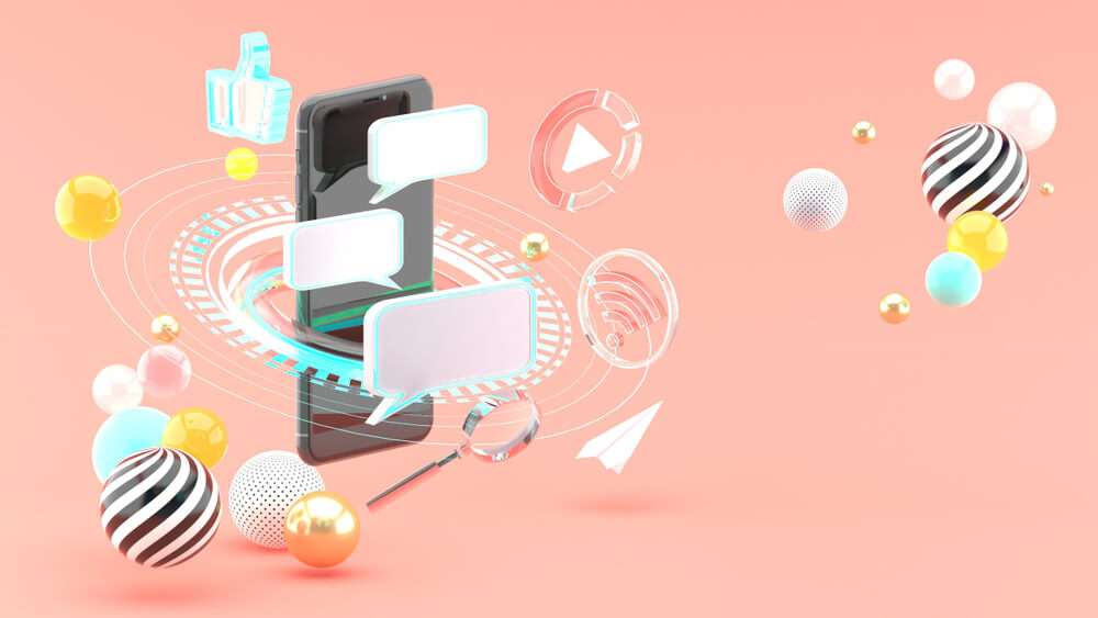 ilustração de push notification e smartphone