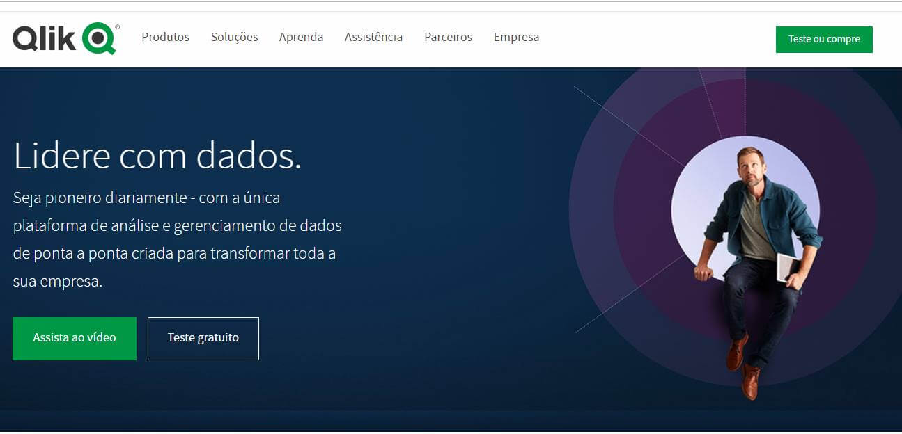 página inicial do site web da ferraemtna de business intelligence qlikview