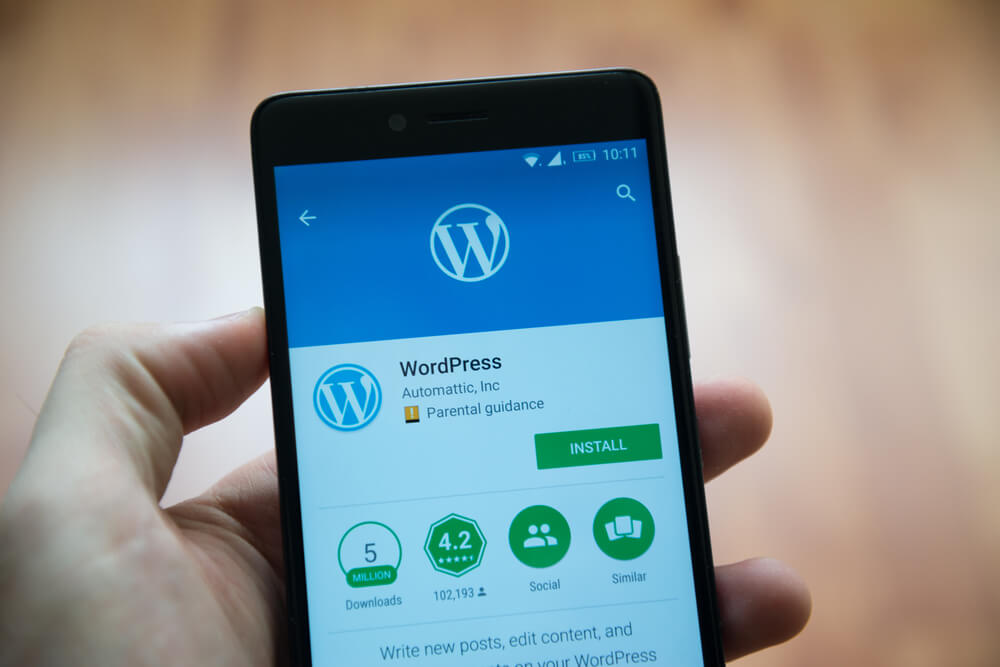 opçao instalar aplicativo wordpress em tela de smartphone