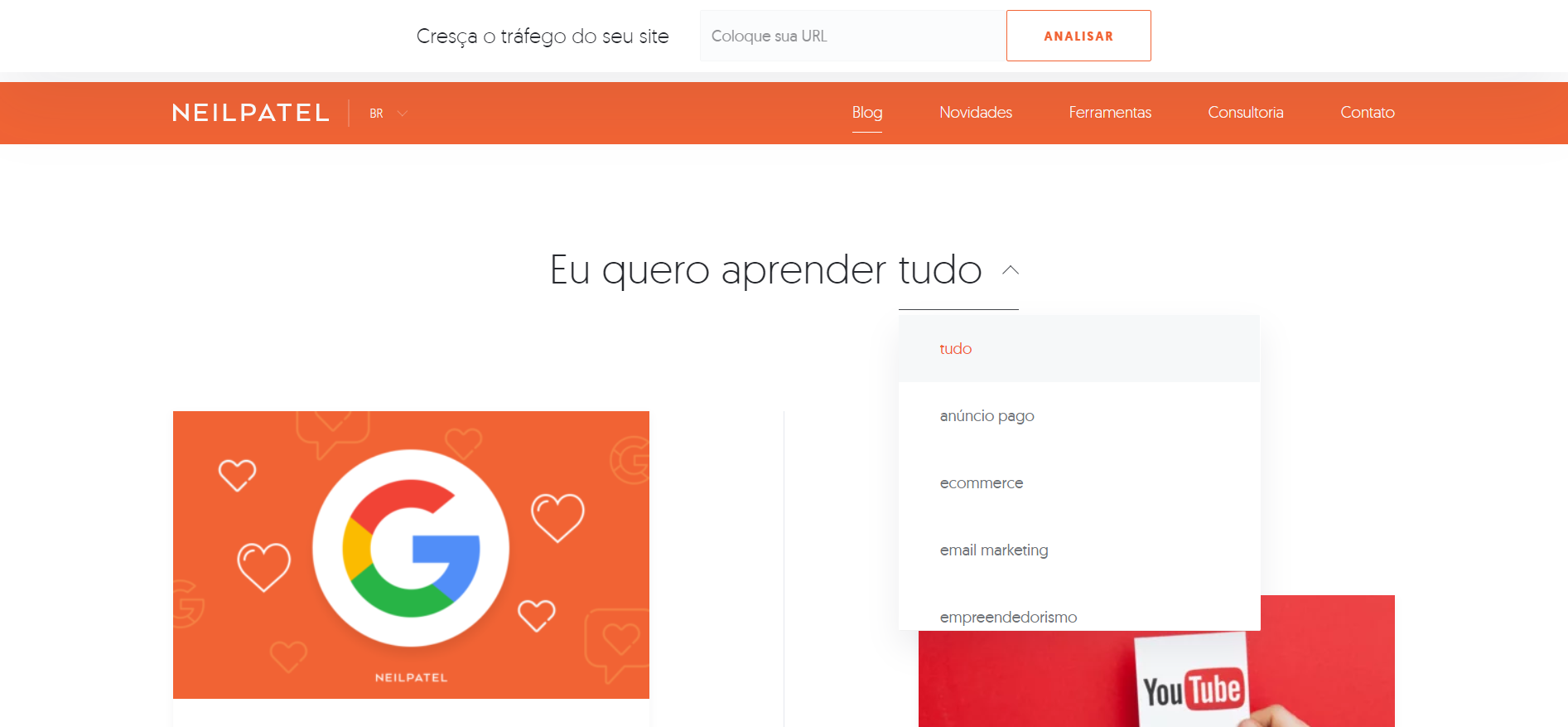 exemplo do site Neil Patel para breadcrumbs