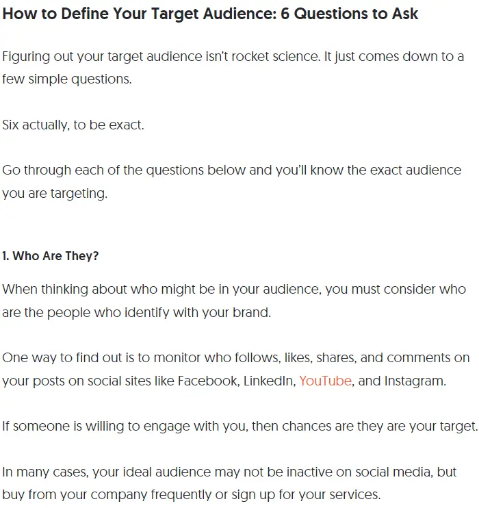 A blog from Neil Patel on defining a target audience.
