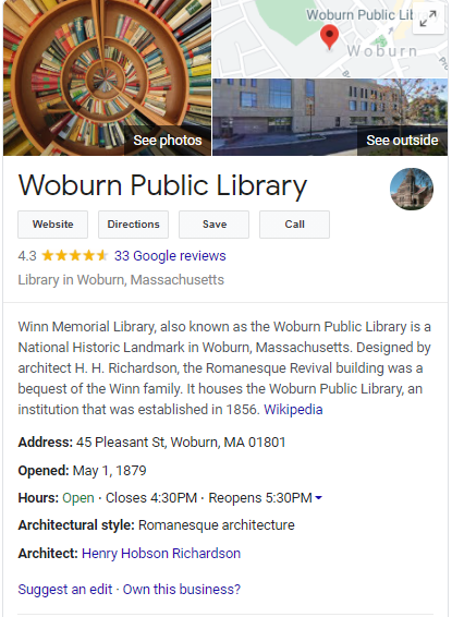 Business Listing - Winn Library Business listing screenshot