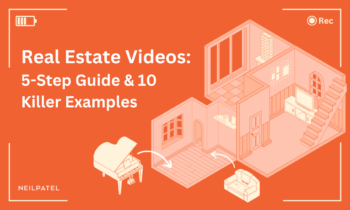 Illustration with text that reads "Real Estate Videos: 5-Step Guide & 10 Killer Examples."