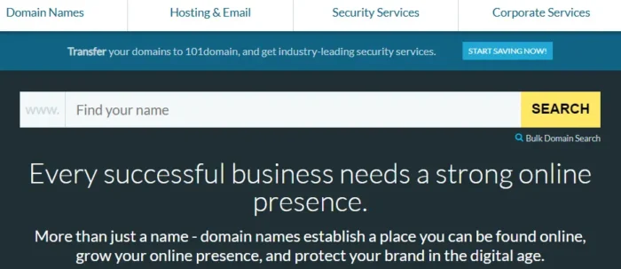 The 101 domain homepage.